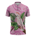 Australia Breast Cancer Awareness Zipper Polo Shirt Pink Cockatoo Ribbon Aboriginal Dot Art