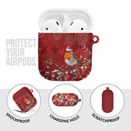 Australia Red - capped Robin Christmas In July AirPods Case Aussie Passerine Bird Merry Xmas