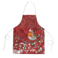 Australia Red - capped Robin Christmas In July Apron Aussie Passerine Bird Merry Xmas