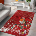 Australia Red - capped Robin Christmas In July Area Rug Aussie Passerine Bird Merry Xmas