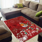 Australia Red - capped Robin Christmas In July Area Rug Aussie Passerine Bird Merry Xmas