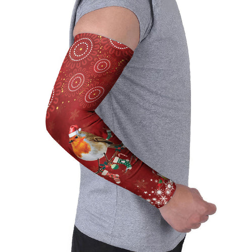 Australia Red - capped Robin Christmas In July Arm Sleeves Aussie Passerine Bird Merry Xmas
