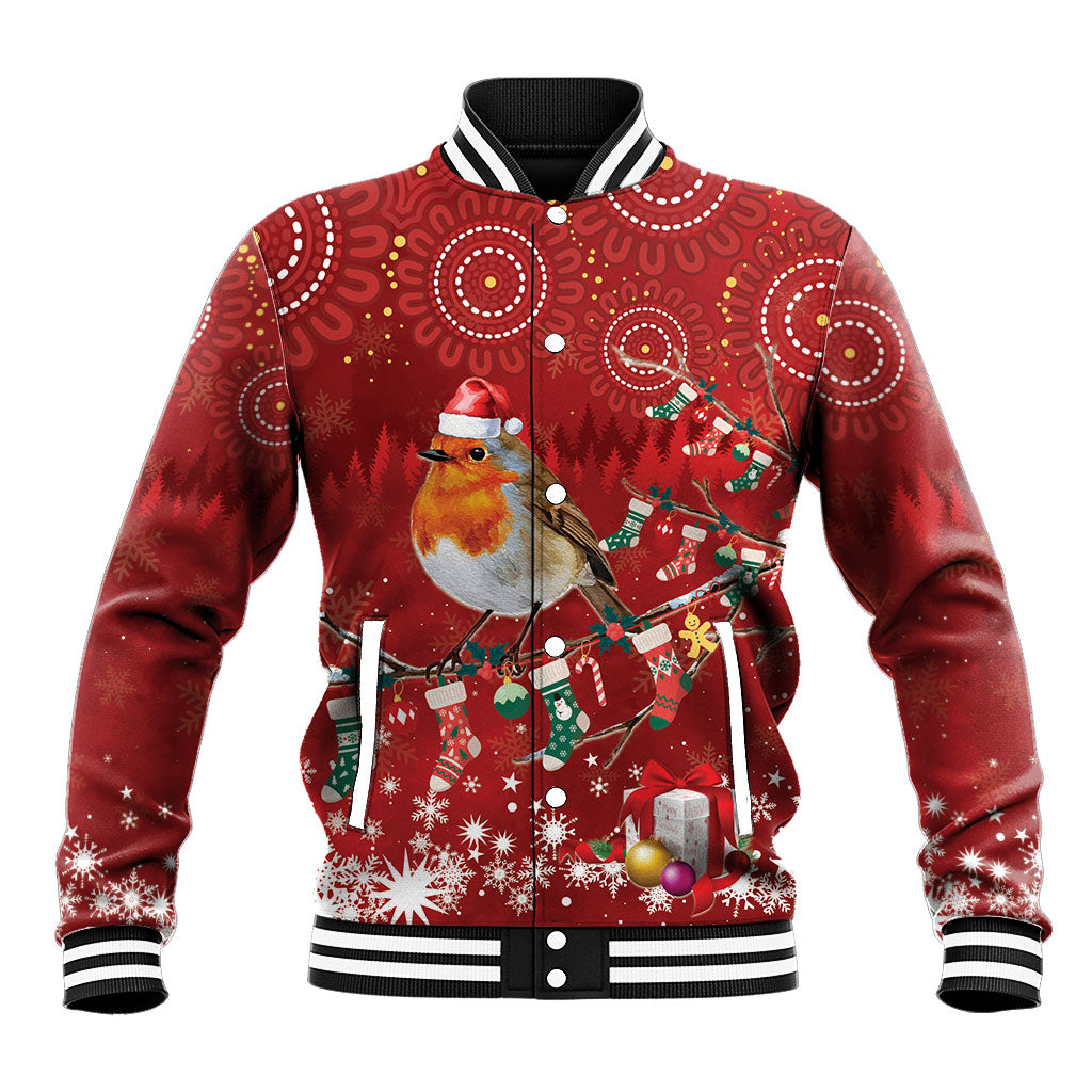 Australia Red - capped Robin Christmas In July Baseball Jacket Aussie Passerine Bird Merry Xmas