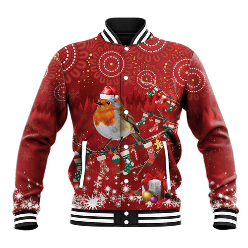 Australia Red - capped Robin Christmas In July Baseball Jacket Aussie Passerine Bird Merry Xmas