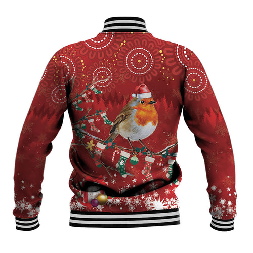 Australia Red - capped Robin Christmas In July Baseball Jacket Aussie Passerine Bird Merry Xmas