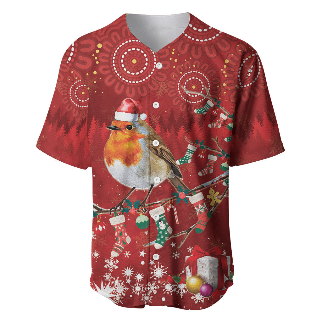 Australia Red - capped Robin Christmas In July Baseball Jersey Aussie Passerine Bird Merry Xmas