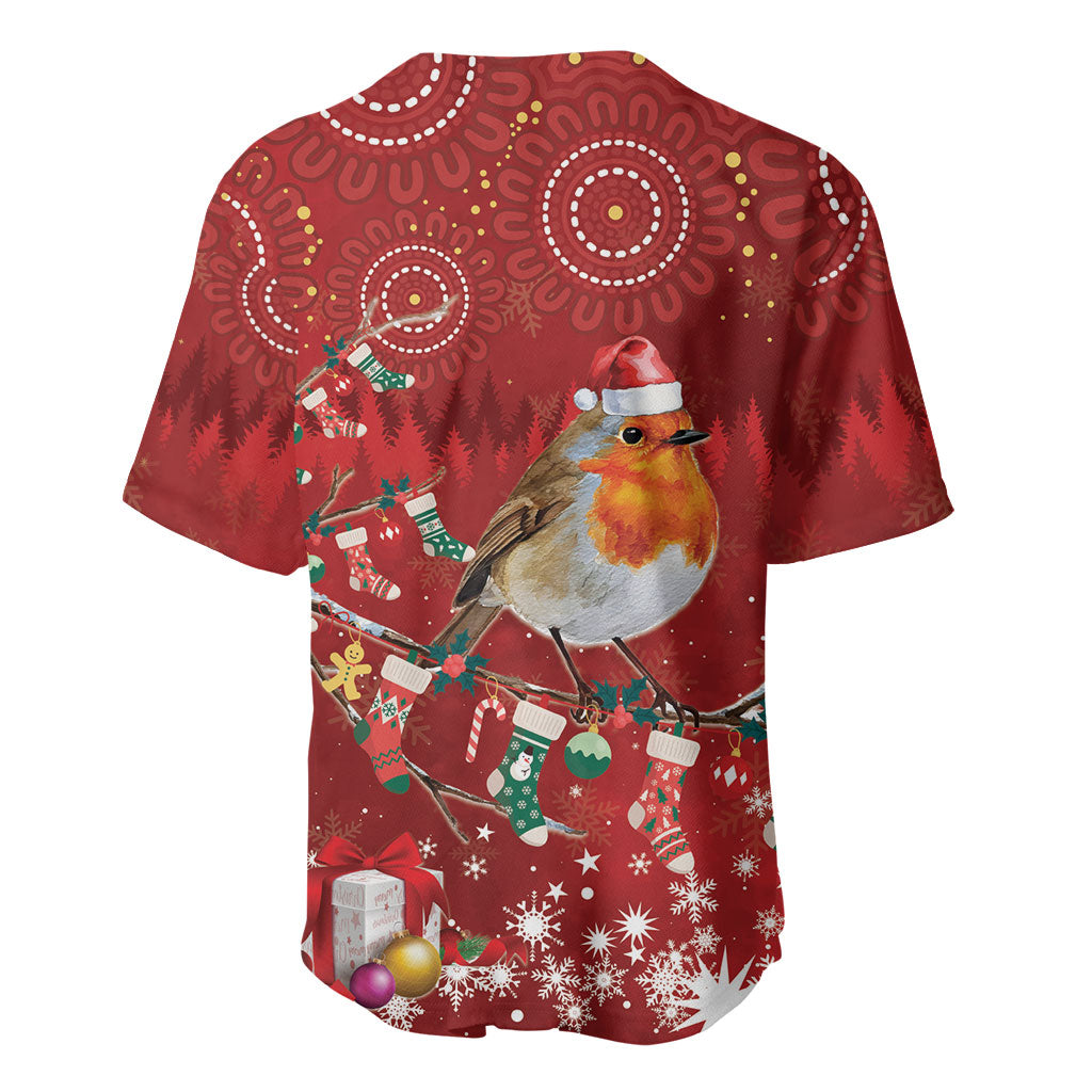 Australia Red - capped Robin Christmas In July Baseball Jersey Aussie Passerine Bird Merry Xmas