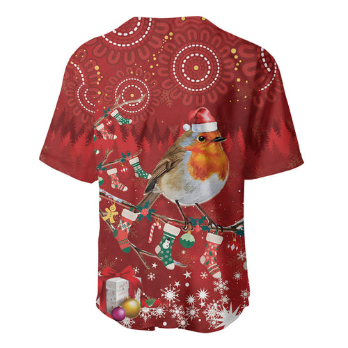 Australia Red - capped Robin Christmas In July Baseball Jersey Aussie Passerine Bird Merry Xmas