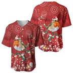 Australia Red - capped Robin Christmas In July Baseball Jersey Aussie Passerine Bird Merry Xmas
