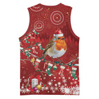 Australia Red - capped Robin Christmas In July Basketball Jersey Aussie Passerine Bird Merry Xmas