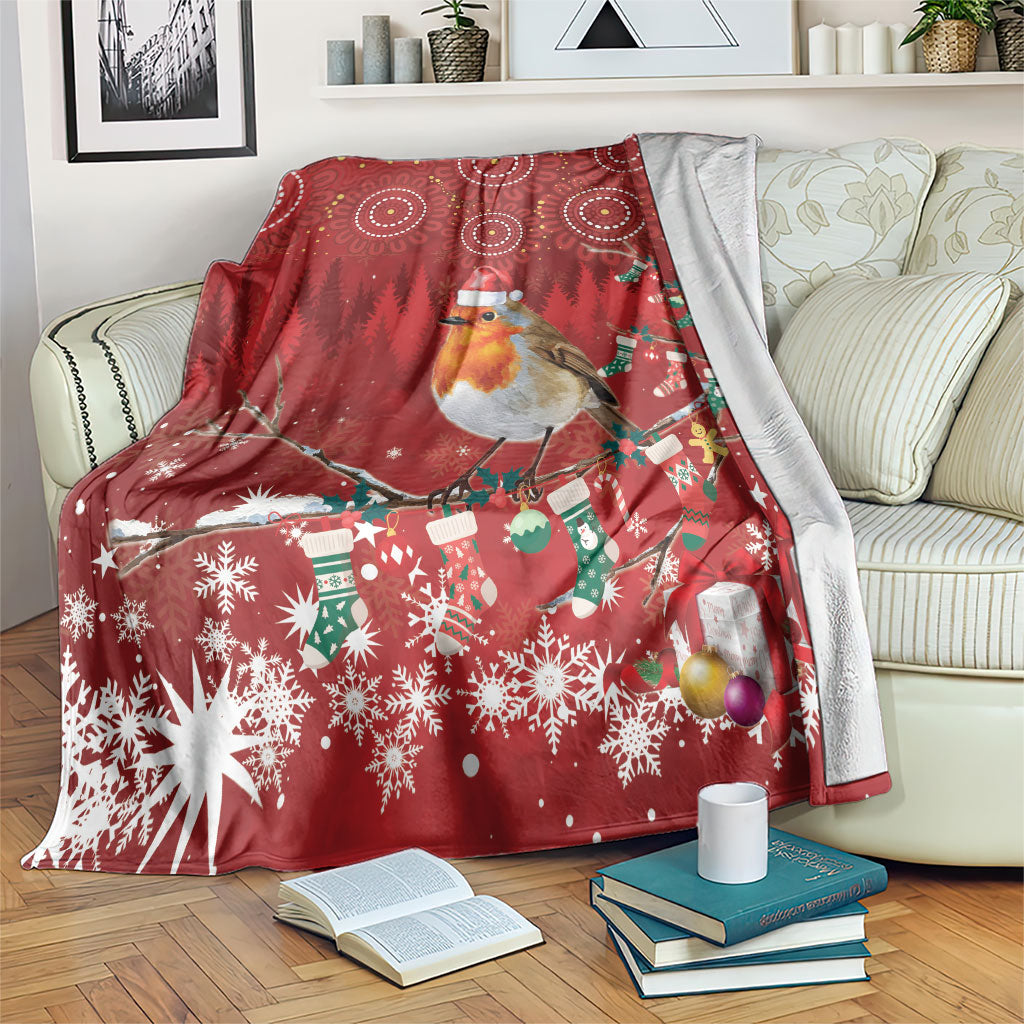 Australia Red - capped Robin Christmas In July Blanket Aussie Passerine Bird Merry Xmas