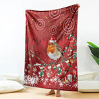 Australia Red - capped Robin Christmas In July Blanket Aussie Passerine Bird Merry Xmas