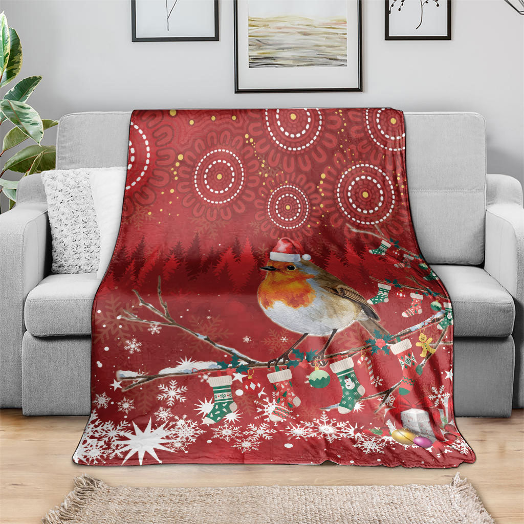 Australia Red - capped Robin Christmas In July Blanket Aussie Passerine Bird Merry Xmas