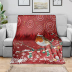 Australia Red - capped Robin Christmas In July Blanket Aussie Passerine Bird Merry Xmas