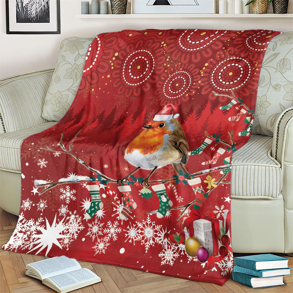 Australia Red - capped Robin Christmas In July Blanket Aussie Passerine Bird Merry Xmas