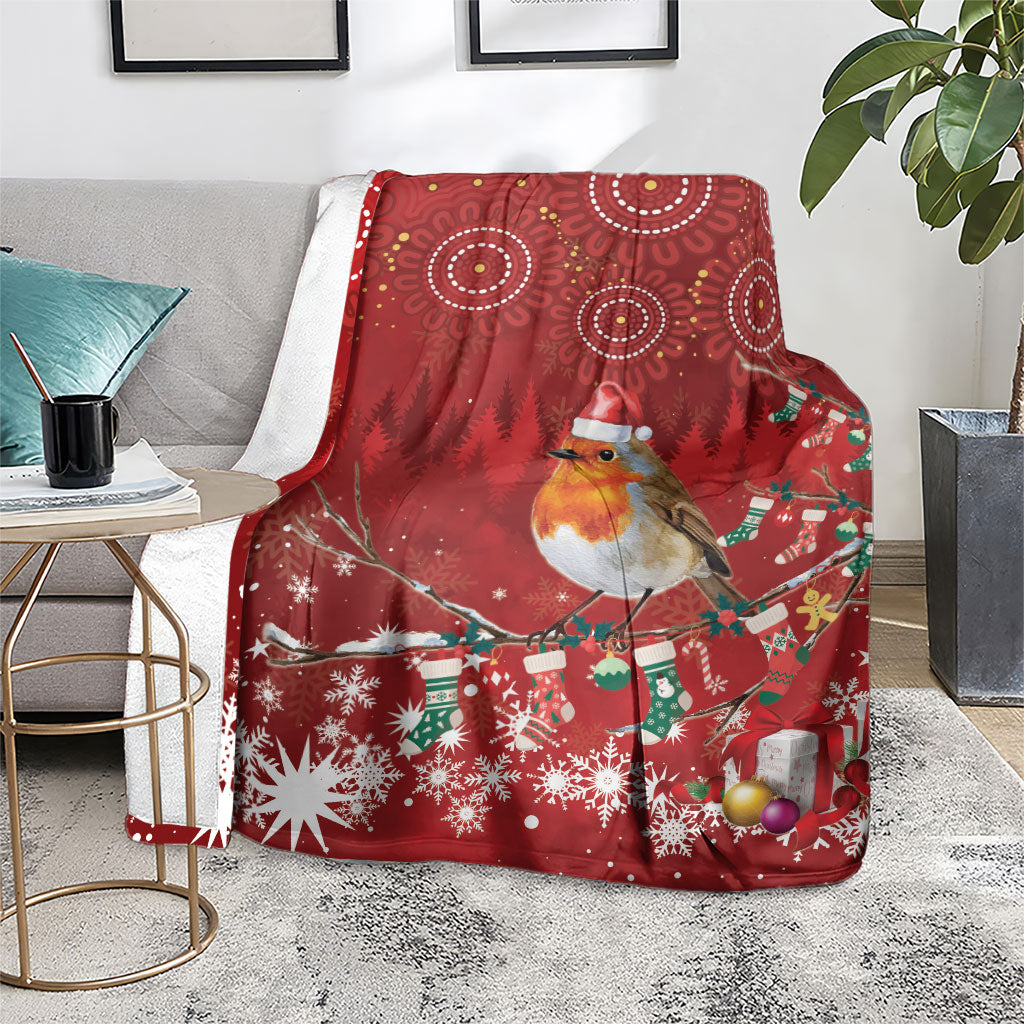 Australia Red - capped Robin Christmas In July Blanket Aussie Passerine Bird Merry Xmas