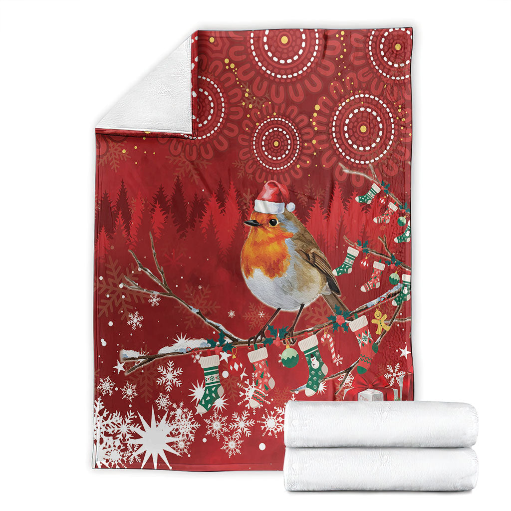 Australia Red - capped Robin Christmas In July Blanket Aussie Passerine Bird Merry Xmas