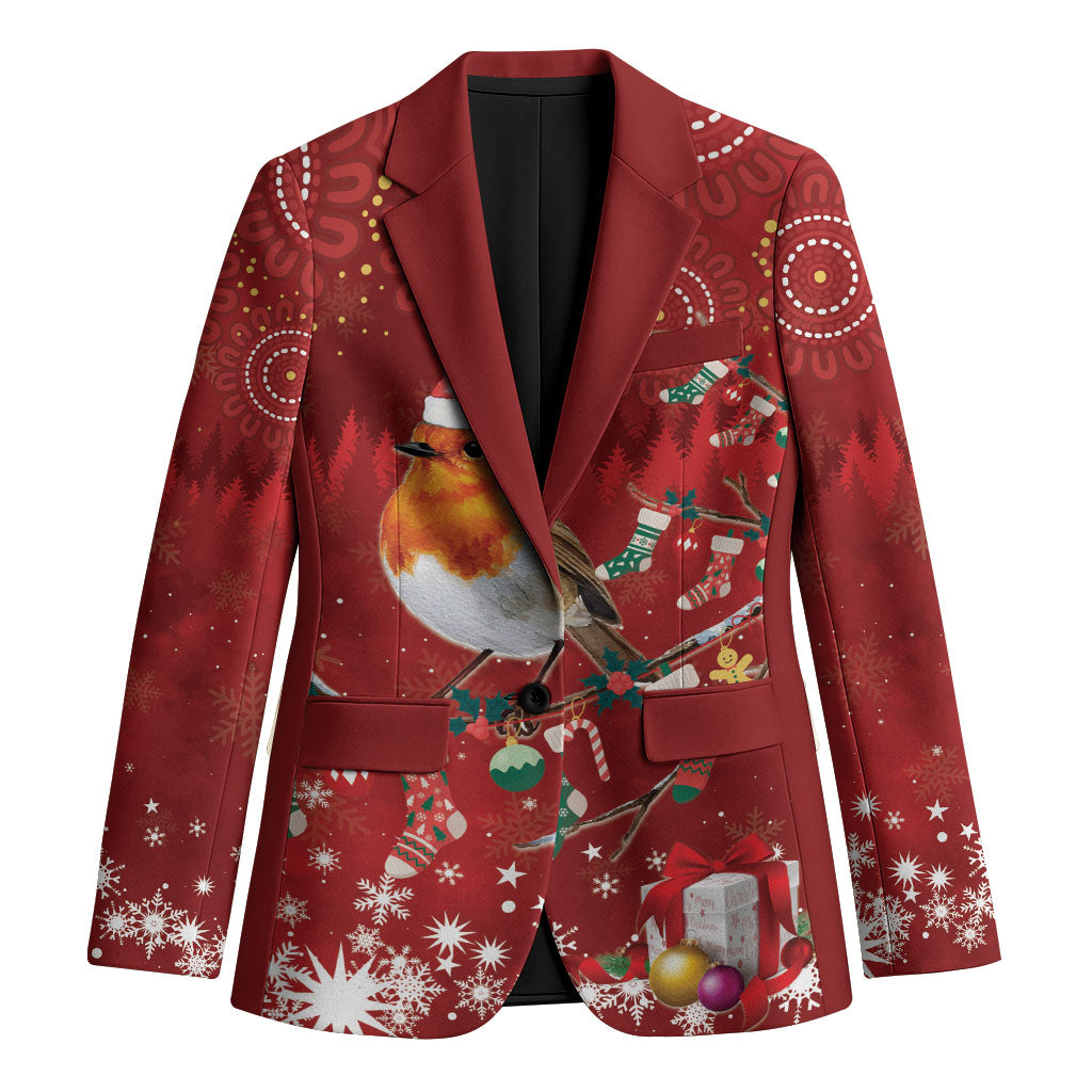 Australia Red - capped Robin Christmas In July Blazer Aussie Passerine Bird Merry Xmas