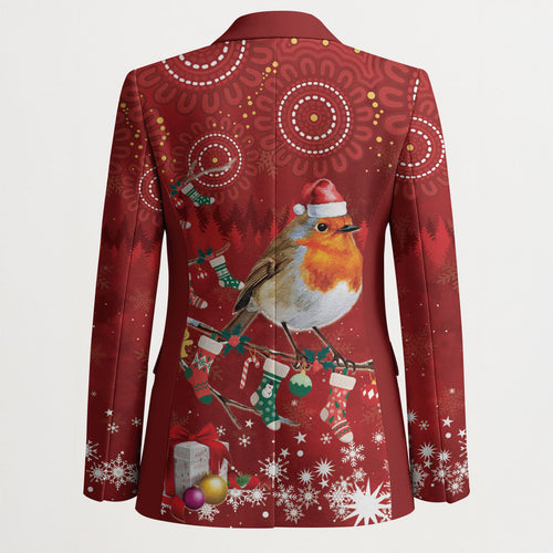 Australia Red - capped Robin Christmas In July Blazer Aussie Passerine Bird Merry Xmas