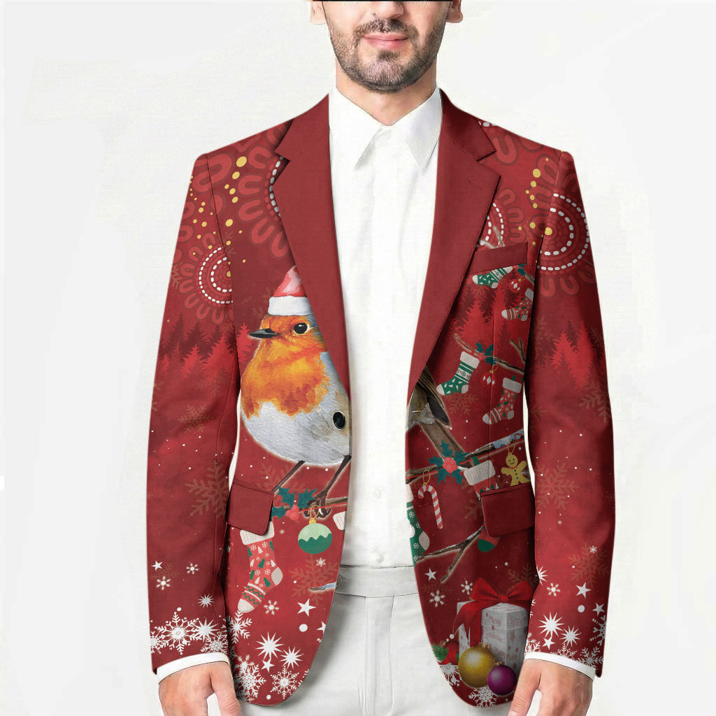Australia Red - capped Robin Christmas In July Blazer Aussie Passerine Bird Merry Xmas