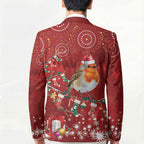 Australia Red - capped Robin Christmas In July Blazer Aussie Passerine Bird Merry Xmas