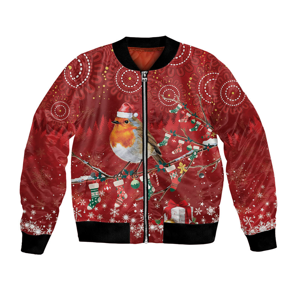 Australia Red - capped Robin Christmas In July Bomber Jacket Aussie Passerine Bird Merry Xmas