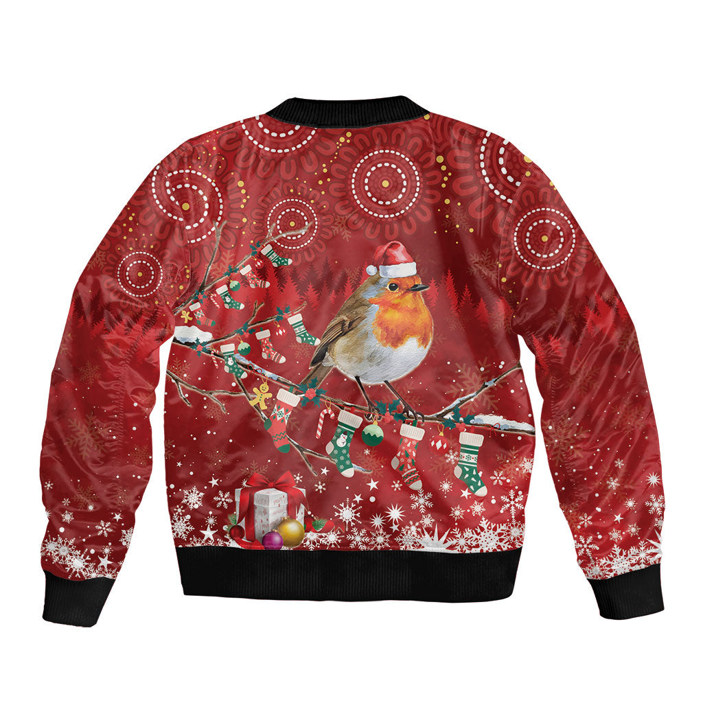 Australia Red - capped Robin Christmas In July Bomber Jacket Aussie Passerine Bird Merry Xmas