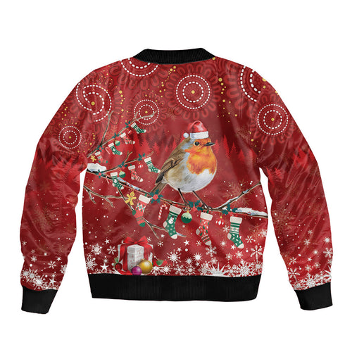 Australia Red - capped Robin Christmas In July Bomber Jacket Aussie Passerine Bird Merry Xmas