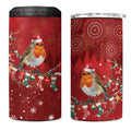 Australia Red - capped Robin Christmas In July 4 in 1 Can Cooler Tumbler Aussie Passerine Bird Merry Xmas