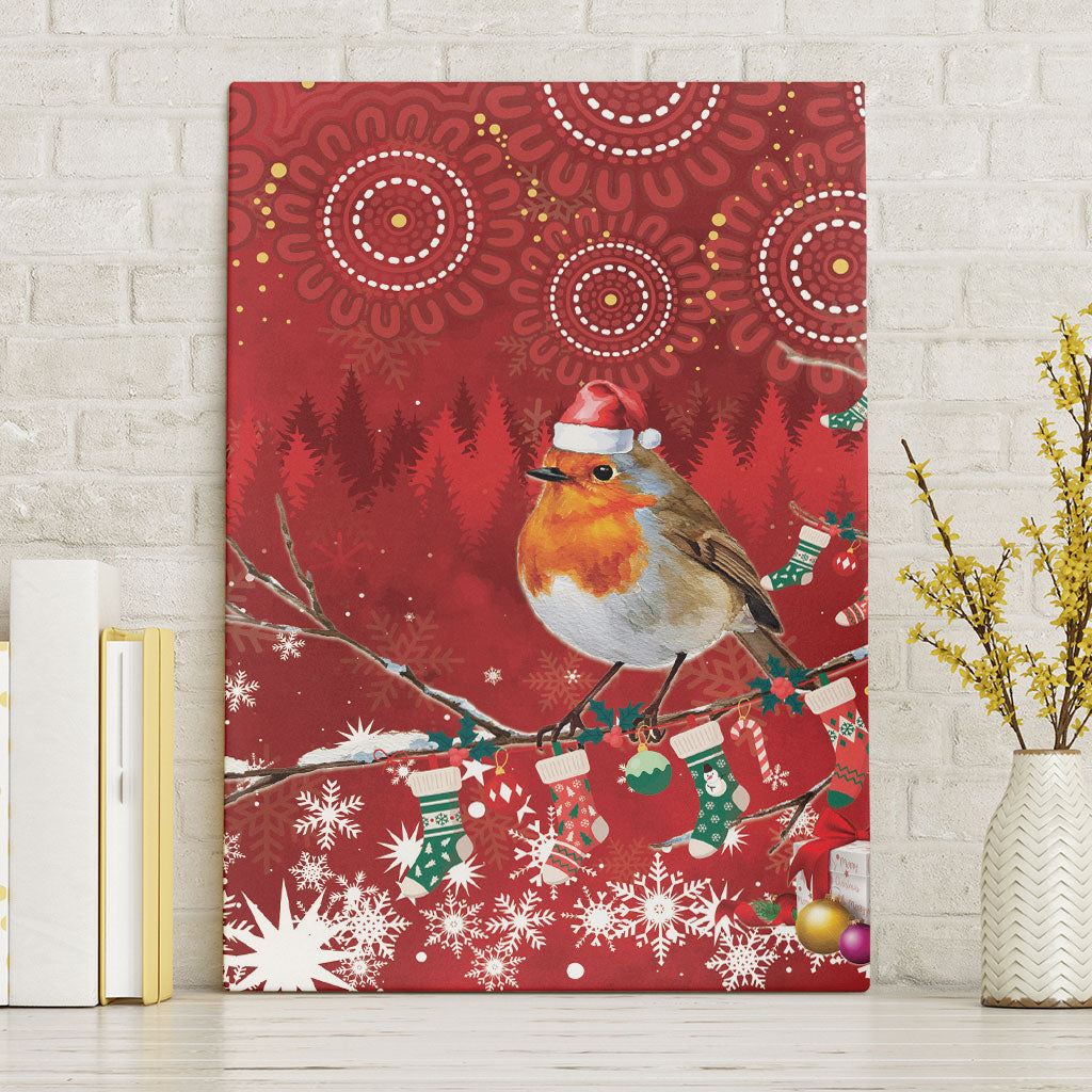 Australia Red - capped Robin Christmas In July Canvas Wall Art Aussie Passerine Bird Merry Xmas
