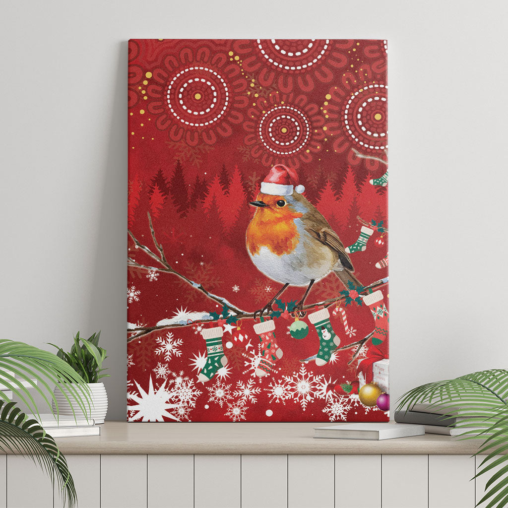Australia Red - capped Robin Christmas In July Canvas Wall Art Aussie Passerine Bird Merry Xmas