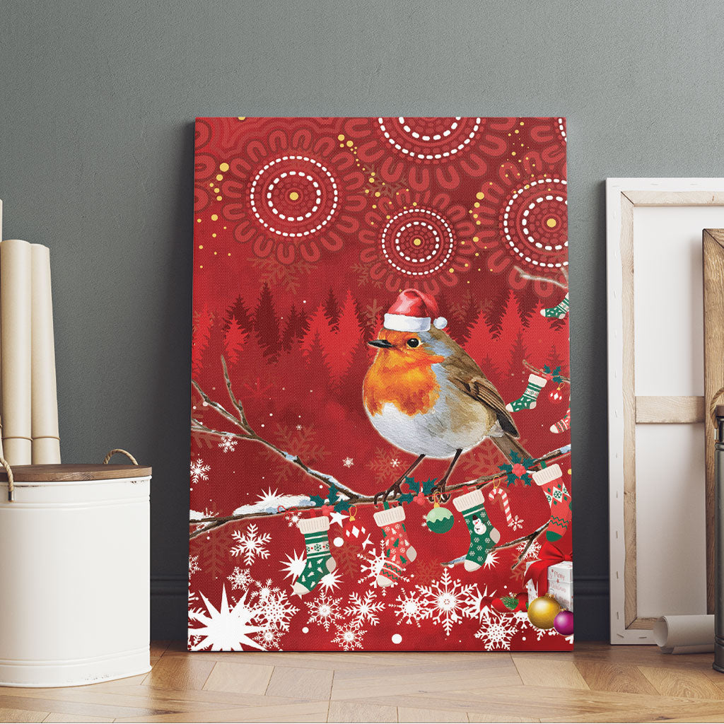 Australia Red - capped Robin Christmas In July Canvas Wall Art Aussie Passerine Bird Merry Xmas