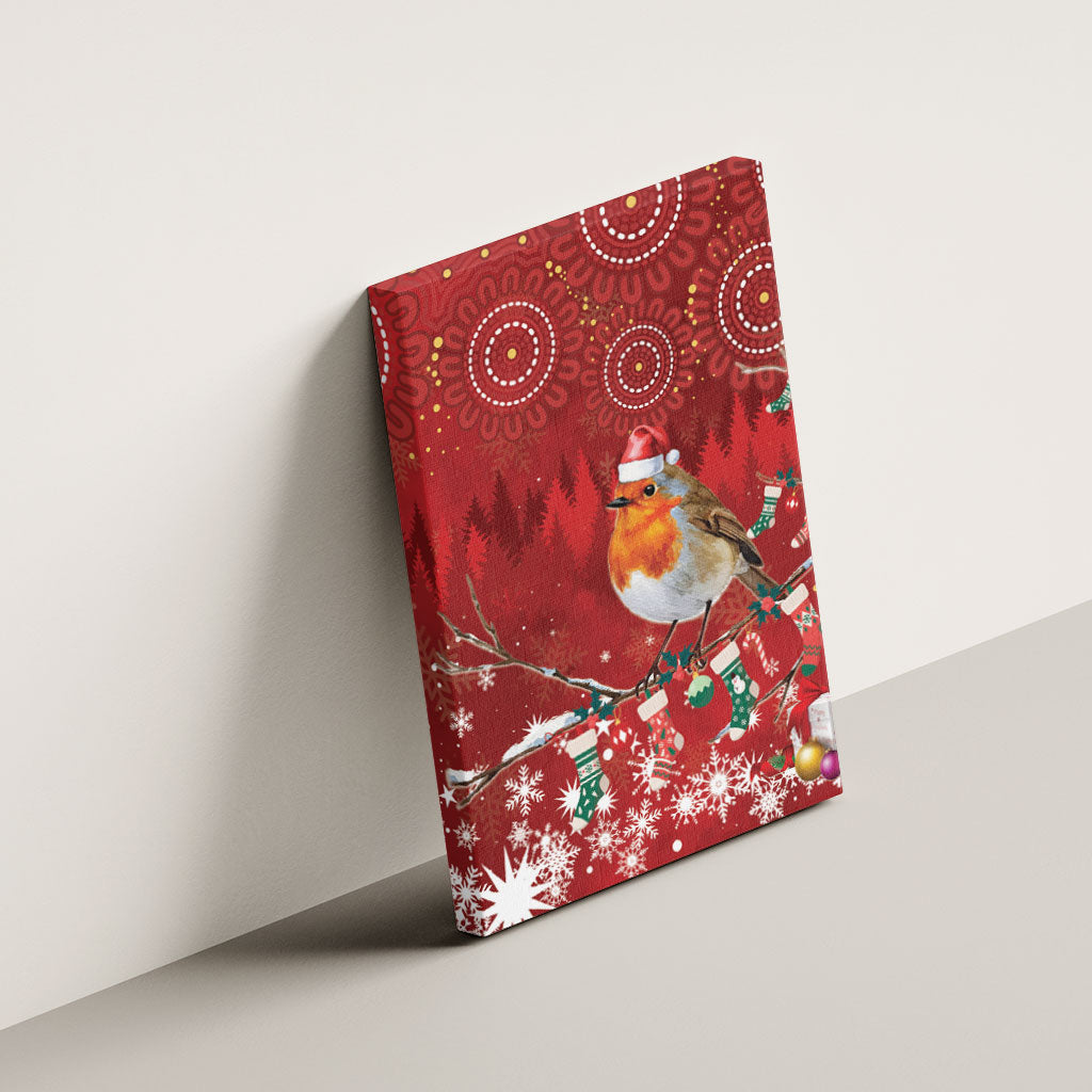Australia Red - capped Robin Christmas In July Canvas Wall Art Aussie Passerine Bird Merry Xmas