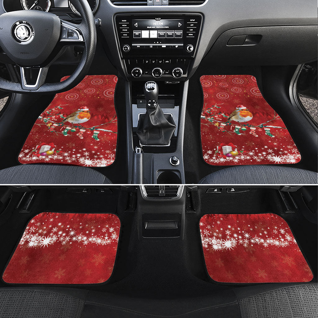 Australia Red - capped Robin Christmas In July Car Mats Aussie Passerine Bird Merry Xmas