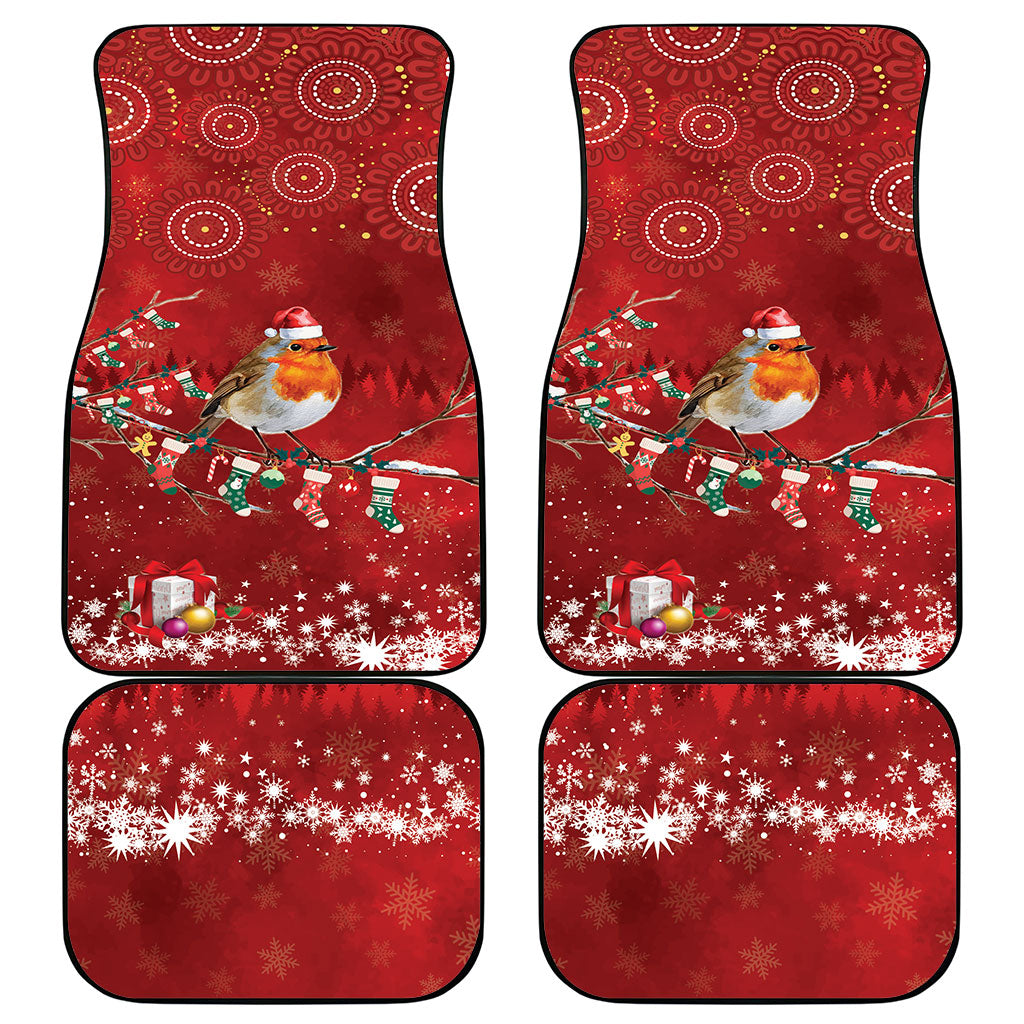 Australia Red - capped Robin Christmas In July Car Mats Aussie Passerine Bird Merry Xmas