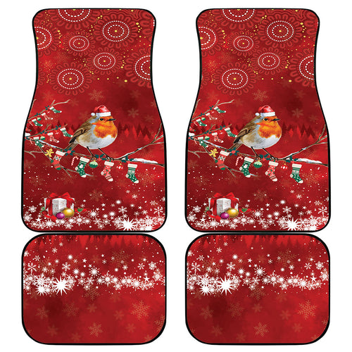Australia Red - capped Robin Christmas In July Car Mats Aussie Passerine Bird Merry Xmas