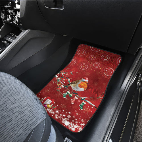 Australia Red - capped Robin Christmas In July Car Mats Aussie Passerine Bird Merry Xmas