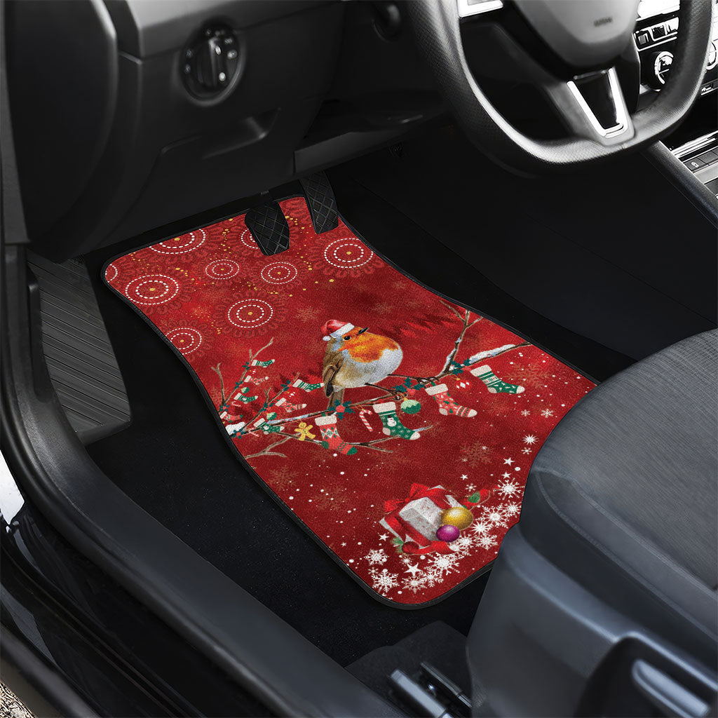Australia Red - capped Robin Christmas In July Car Mats Aussie Passerine Bird Merry Xmas
