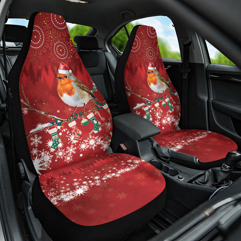 Australia Red - capped Robin Christmas In July Car Seat Cover Aussie Passerine Bird Merry Xmas