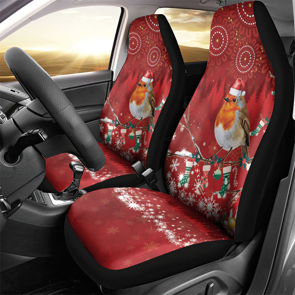 Australia Red - capped Robin Christmas In July Car Seat Cover Aussie Passerine Bird Merry Xmas