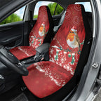 Australia Red - capped Robin Christmas In July Car Seat Cover Aussie Passerine Bird Merry Xmas