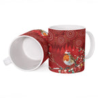 Australia Red - capped Robin Christmas In July Ceramic Mug Aussie Passerine Bird Merry Xmas