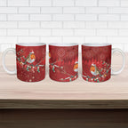 Australia Red - capped Robin Christmas In July Ceramic Mug Aussie Passerine Bird Merry Xmas