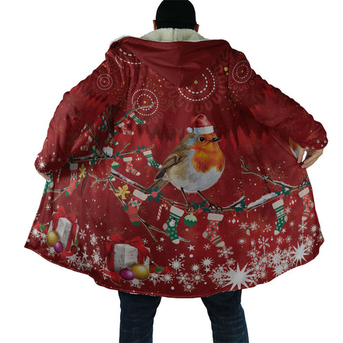 Australia Red - capped Robin Christmas In July Cloak Aussie Passerine Bird Merry Xmas