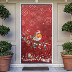 Australia Red - capped Robin Christmas In July Door Cover Aussie Passerine Bird Merry Xmas