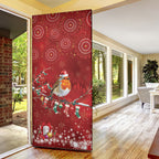 Australia Red - capped Robin Christmas In July Door Cover Aussie Passerine Bird Merry Xmas