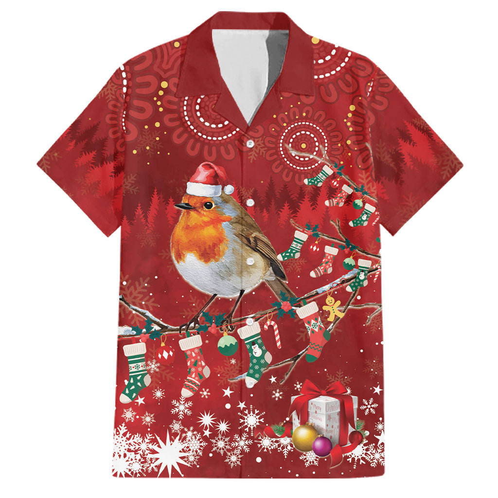 Australia Red - capped Robin Christmas In July Family Matching Mermaid Dress and Hawaiian Shirt Aussie Passerine Bird Merry Xmas