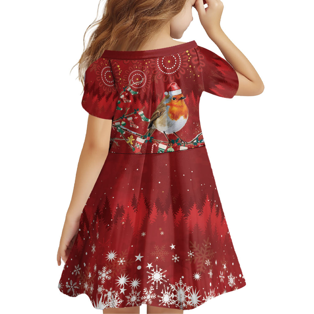 Australia Red - capped Robin Christmas In July Family Matching Off The Shoulder Long Sleeve Dress and Hawaiian Shirt Aussie Passerine Bird Merry Xmas