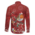 Australia Red - capped Robin Christmas In July Family Matching Off The Shoulder Long Sleeve Dress and Hawaiian Shirt Aussie Passerine Bird Merry Xmas