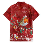 Australia Red - capped Robin Christmas In July Family Matching Off Shoulder Maxi Dress and Hawaiian Shirt Aussie Passerine Bird Merry Xmas